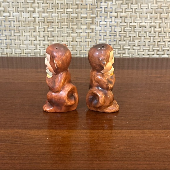 🌟HP🌟VTG 1950s Ceramic Monkeys Eating Ice Cream Cone Salt & Pepper Japan - Picture 8 of 14